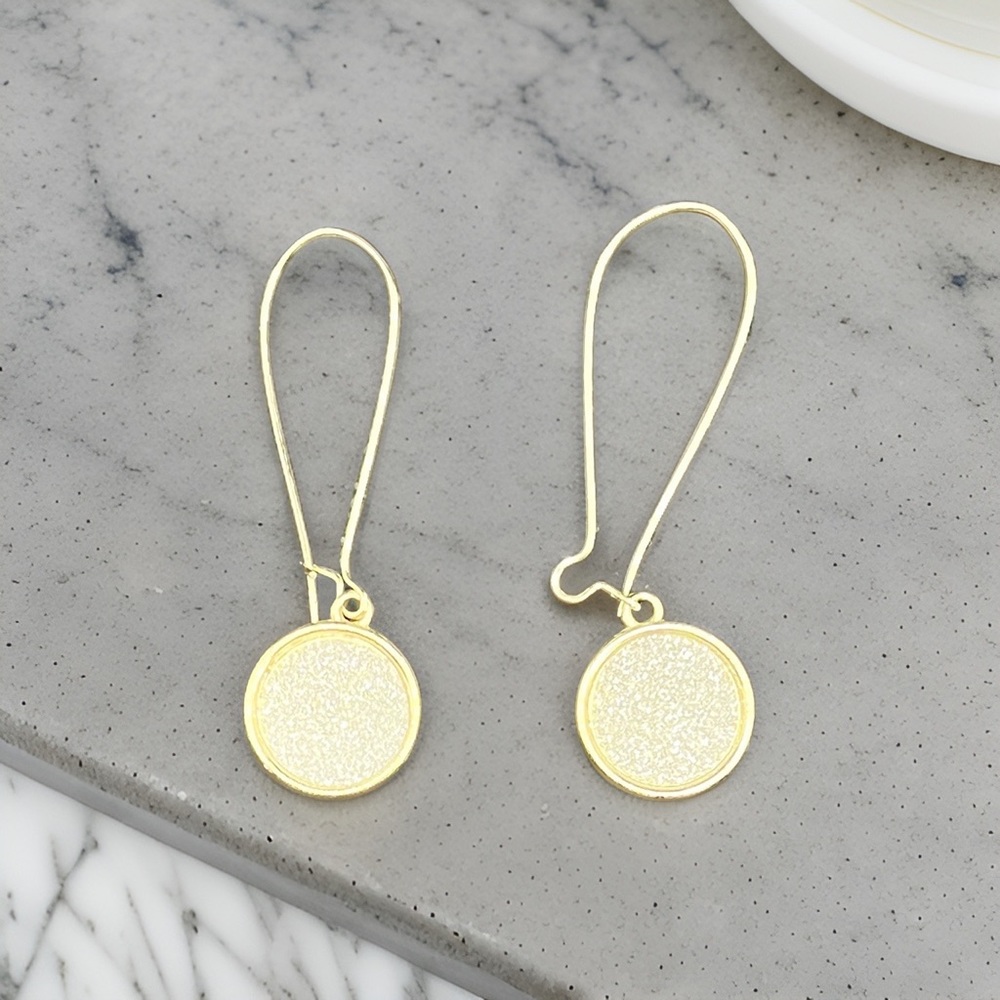 White Sparkly Gold Druzy Earrings